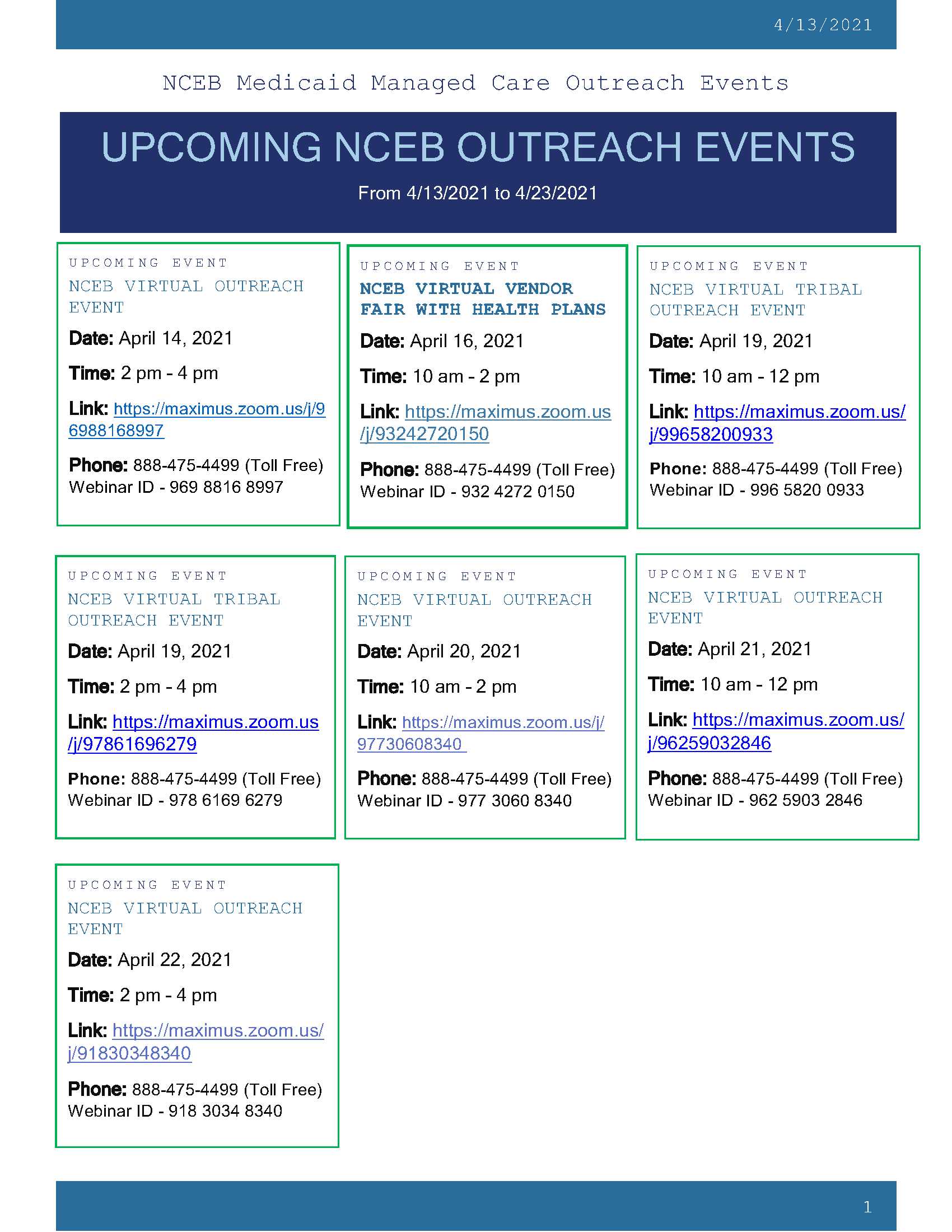 NCEB COUNTY OUTREACH EVENTS 4.13.2021